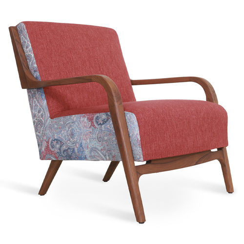 Moderner Sessel - TORDU - ALANKARAM - Stoff / Holz / blau