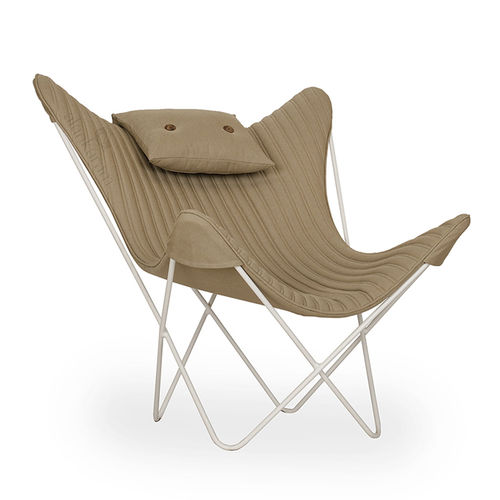 Moderner Sessel - KABO - ALANKARAM - Leder / Metall / beige