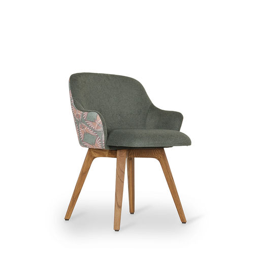 Moderner Esszimmerstuhl - KISASA - ALANKARAM - für Wohnzimmer / Stoff / Gestell aus Holz