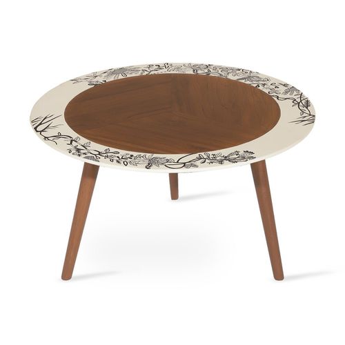 Moderner Tisch - PTALO - ALANKARAM - Teakholz / Gestell aus Teakholz / rund