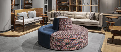Modernes Sofa - DOIRA - ALANKARAM - Stoff / ohne Armlehnen / blau