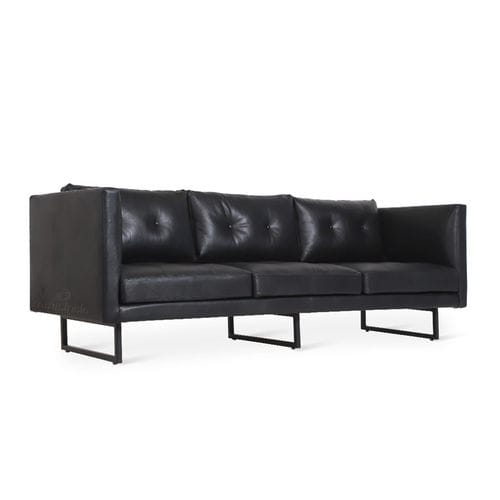 Modernes Sofa - GIZA - ALANKARAM - Leder / mit Armlehnen / schwarz