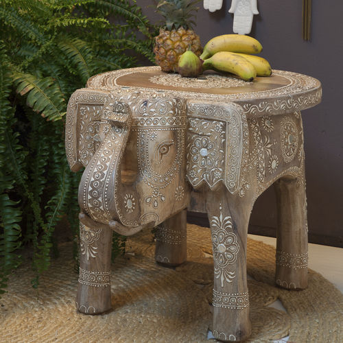 Beistelltisch / originelles Design - ELEPHANT - Zenza - Holz / oval / für Privatgebrauch
