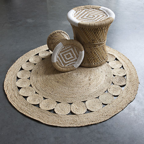 Moderner Teppich - MANDALA - Zenza - geometrisches Muster / aus Jute / rechteckig
