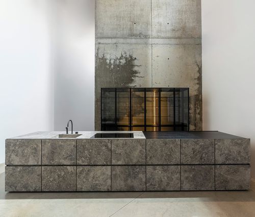 Moderne Küche - M6 - Minimal Cucine - Holzfurnier / Kochinsel / ohne Griff