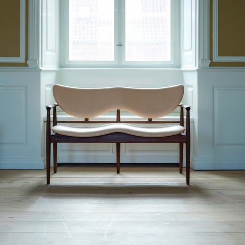 Polsterbank / skandinavisches Design - 48 - Finn Juhl - Stoff / Leder / Eiche