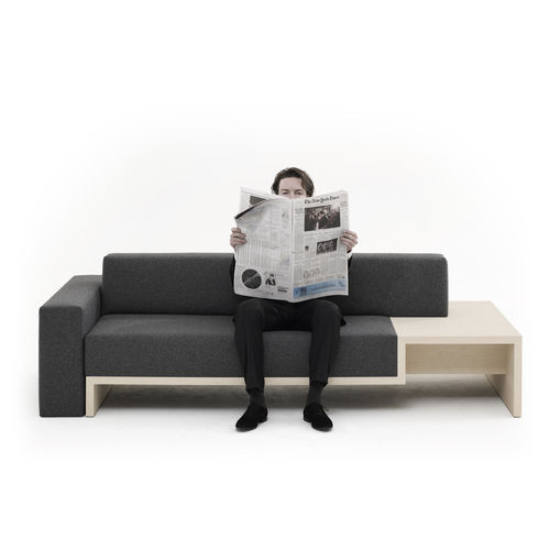 Modulsofa - SLOW  - Frederik Roijé - modern / Stoff / mit integriertem Tisch