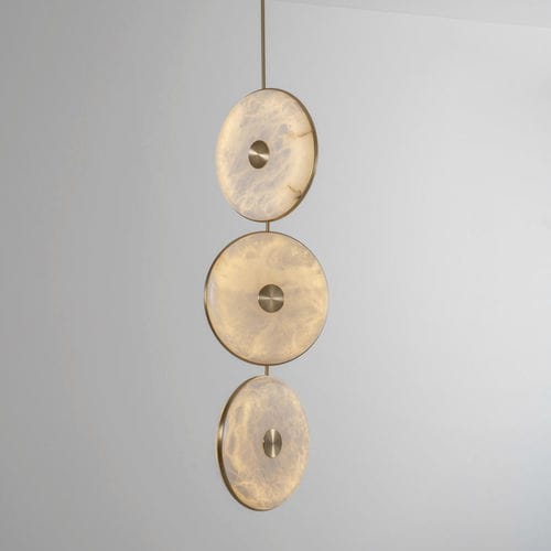 Moderner Kronleuchter - BERAN DROP  - BERT FRANK - Messing / Alabaster / 3 Glühbirnen