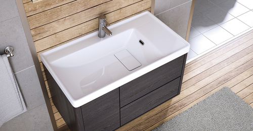 Einbauwaschbecken - QUATTRO: 8100/8080/8060 - Lapino Ceramic - Keramik / mit integrierter Waschtischplatte / rechteckig