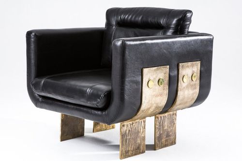 Moderner Sessel - PRIMAL - EGG DESIGNS - Leder / Messing