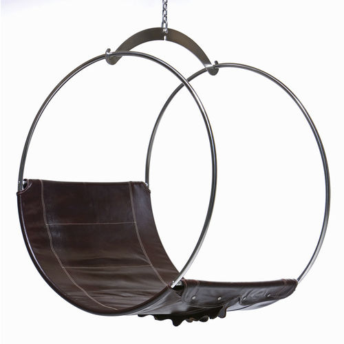 Moderner Sessel - EGG DESIGNS - Leder / Korbweide / Edelstahl