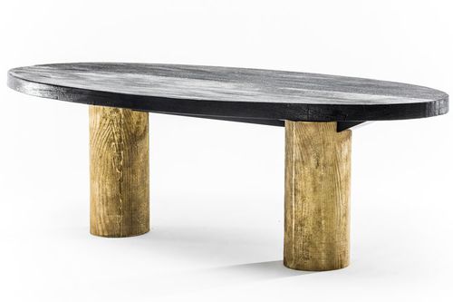 Moderner Esstisch - PRIMAL TRUNK - EGG DESIGNS - Holz / Messing / oval