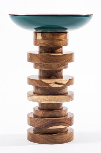 Moderner Beistelltisch - VERDIGRIS - EGG DESIGNS - Holz / Kupfer / rund