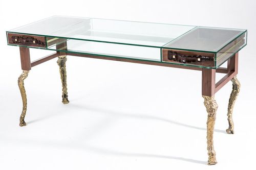 Neobarock-Schreibtisch - BIG CROCCO - EGG DESIGNS - Stil / Nussbaum / Messing