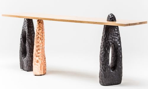 Konsolentisch / originelles Design - PRIMAL - EGG DESIGNS - Holz / Kupfer / rechteckig