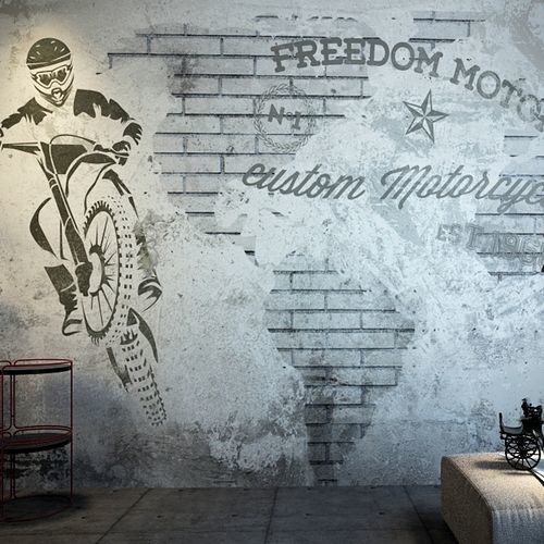 Moderne Tapete - PEDAL TO THE MEDAL - HD WALLS - Vinyl / einfarbig / Ziegeloptik