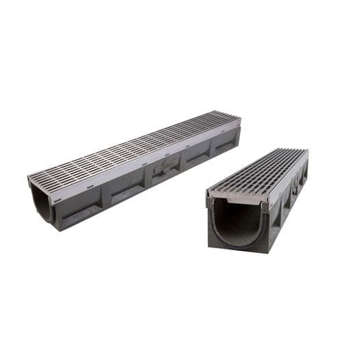 Gitter-Abflussrinne - POLY-FORTIS - Richard Brink GmbH & Co KG - für öffentliche Bereiche / bodenstehend / grau