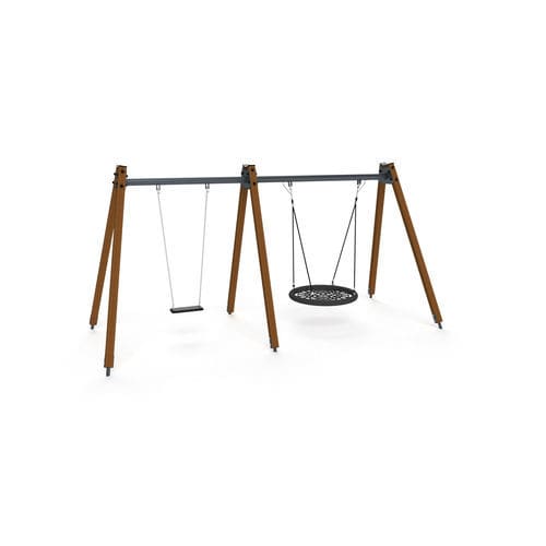Holzschaukel - 3510D - Astrus Playgrounds - galvanisiertem Stahl / Kordel / Spielplatz