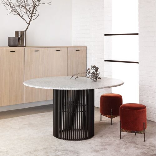 Moderner Hocker - LEGS 11 - Studio 19 - Stoff / rund