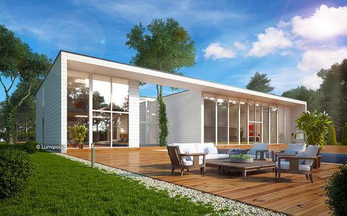 Fertigbauhaus - WHITE WAY 570 - Lumi Polar - umweltfreundlich / modern / mit Terrasse