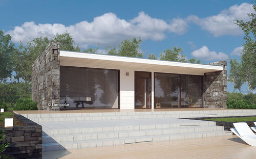 Modernes Haus - HUGE ROCK 91 - Lumi Polar - modern / Holz