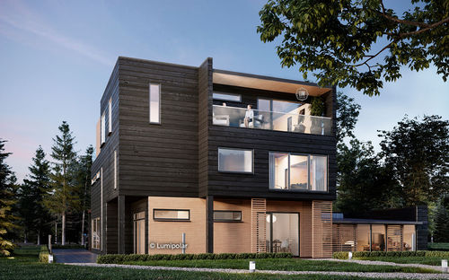 Modernes Haus - SENATOR 503 - Lumi Polar - mit Terrasse / Holz