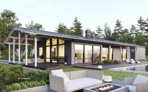 Fertigbauhaus - KORVET 173 - Lumi Polar - modern / mit Terrasse / Holz