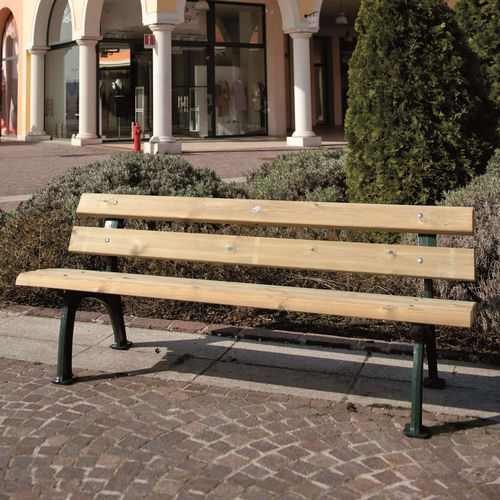 Moderne Gartenbank - SALISBURGO - Pircher - Kiefer / Gusseisen / mit Rückenlehne