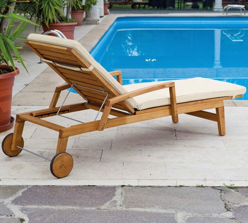 Moderne Sonnenliege - FLOR - Pircher - Stoff / Holz / Aluminium
