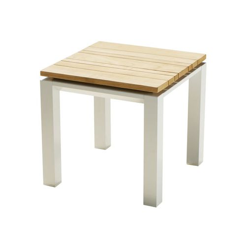 Moderner Beistelltisch - CUBE  - Pircher - Teakholz / Gestell aus Aluminium / quadratisch