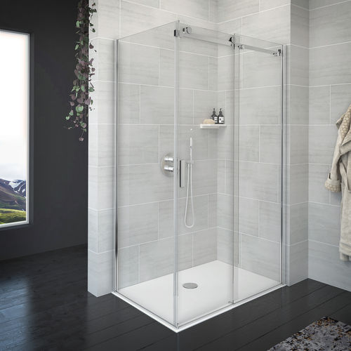 Festinstallierte Duschwand - ARTEGO D+W - Aquaestil plus - Schiebe / für Eckeinbau / Hartglas