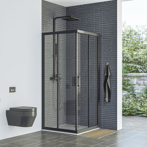 Schiebeduschwand - SAVANA - Aquaestil plus - quadratisch / für Eckeinbau / Hartglas