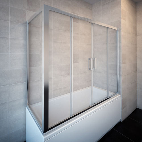 Badewannen-Duschwand / Schiebe - PANDORA 2D+W - Aquaestil plus - feststehend / Hartglas / eingerahmt