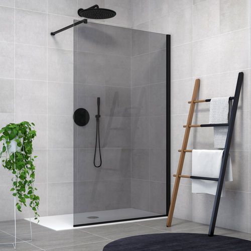 Festinstallierte Duschwand - ZENITH WALL - Aquaestil plus - für Eckeinbau / Hartglas / Rauchglas