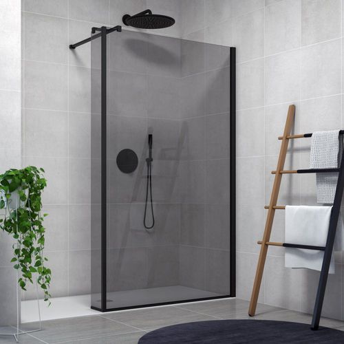 Festinstallierte Duschwand - ZENITH WALL + L - Aquaestil plus - für Eckeinbau / Hartglas / satiniertes Glas