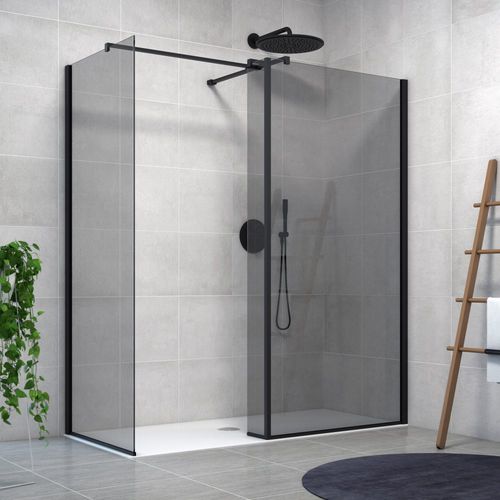 Festinstallierte Duschwand - ZENITH WALL + L + W - Aquaestil plus - für Eckeinbau / Hartglas / maßgefertigt
