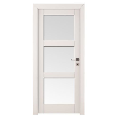 Tür für Innenbereich - FOILED BIANCO SATI - Invado Sp. z o.o. - MDF / einflügelig / halbverglast