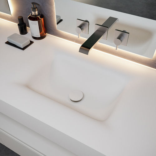 Wand-Waschbecken - CORVUS SLIM - Riluxa - Corian® / mit integrierter Waschtischplatte / nach Maß