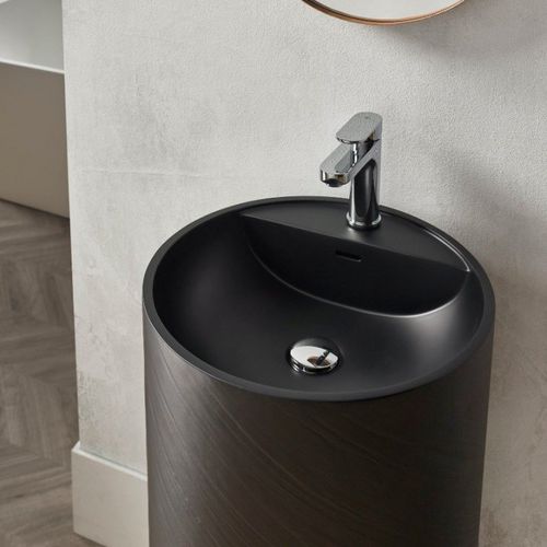 Bodenstehendes Waschbecken - DUSK  - Riluxa - Mineralwerkstoff / rund / 1-Loch