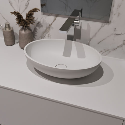 Aufsatzwaschbecken - ARA - Riluxa - Corian® / oval / ohne Öffnung