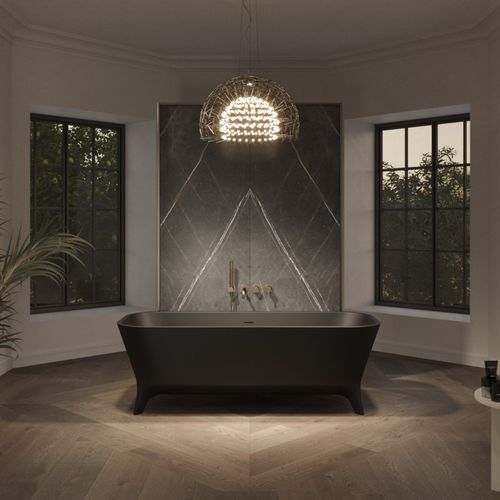 Freistehende Badewanne - MIRAM - Riluxa - für Wohnungen / Mineralwerkstoff / modern