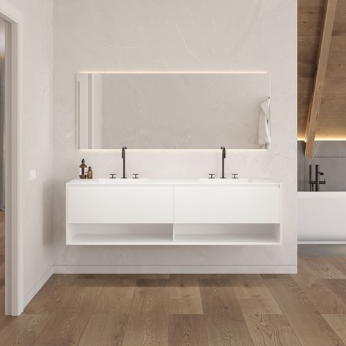 Wandhängender Waschtisch-Unterschrank - ATHENA CLASSIC 2AL - Riluxa - MDF / Corian® / modern