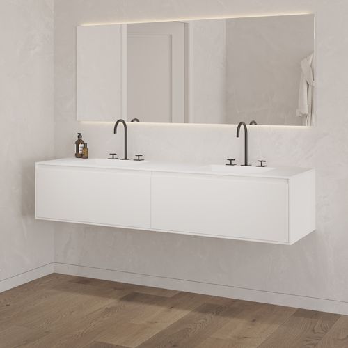 Doppelter Waschtisch-Unterschrank - GAIA CLASSIC 2AL - Riluxa - wandhängend / MDF / Corian®