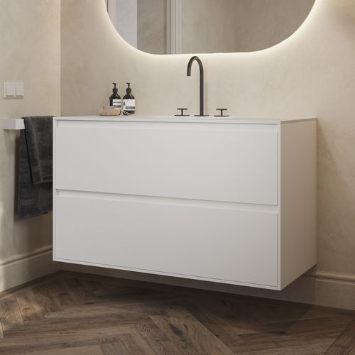Wandmontierter Waschtisch-Unterschrank - GAIA CLASSIC 2SP - Riluxa - MDF / Corian® / modern