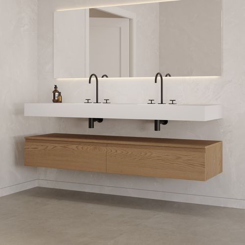Moderner Badezimmer-Schrank - GAIA 2AL - Riluxa - für Privatgebrauch / für Gewerbegebrauch / Eiche