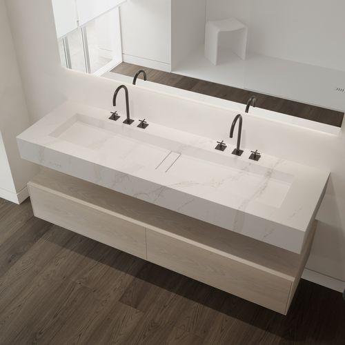 Wand-Waschbecken - REFLECTION - Riluxa - Silestone® / rechteckig / ohne Öffnung