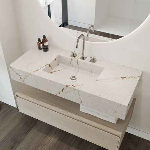 Wand-Waschbecken - ELEGANCE - Riluxa - Silestone® / rechteckig / ohne Öffnung