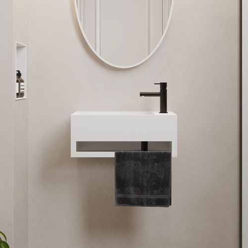 Wandhängendes Waschbecken - CITY - Riluxa - Corian® / rechteckig / 1-Loch