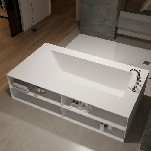 Badewanne für Wohnungen - AQUILA 4 SHELVES - Riluxa - Corian® / modern / mit integriertem Stauraum