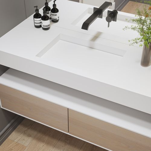 Wand-Waschbecken - GLIESE SLIM - Riluxa - Marmor / Corian® / Mineralwerkstoff